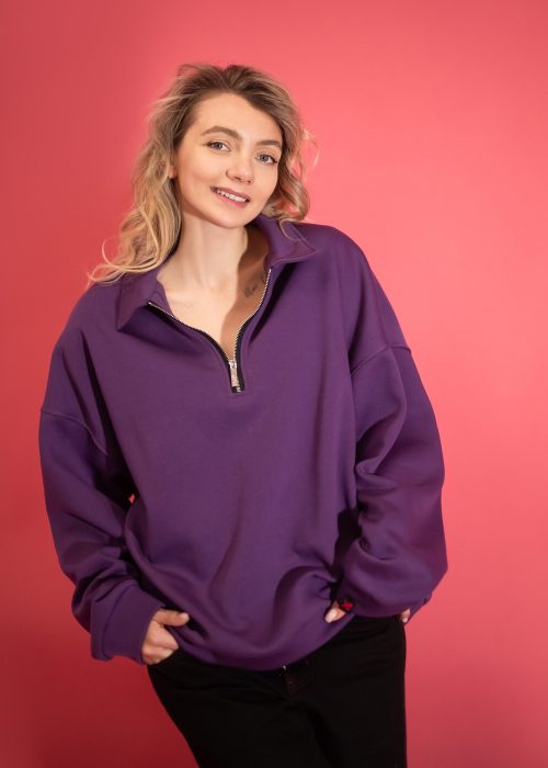 Collar zip sweatshirt