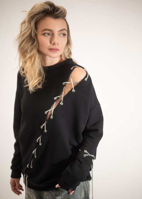 Sweatshirt with lacing detail