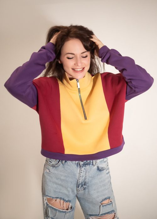 Cropped colorblock sweatshirt
