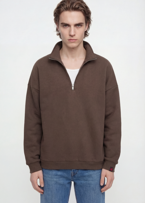 Collar zip sweatshirt